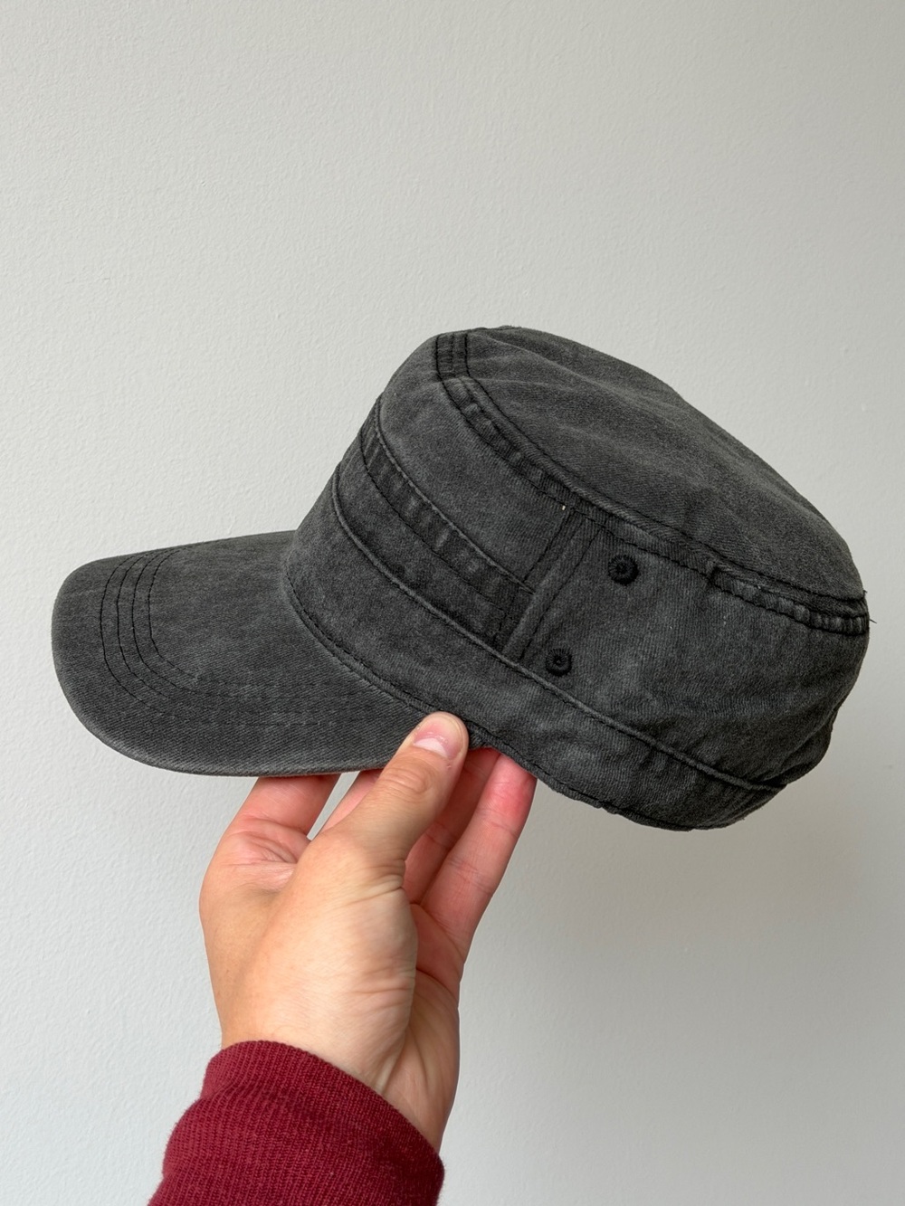 Men's Cotton Military Style Cap - Black